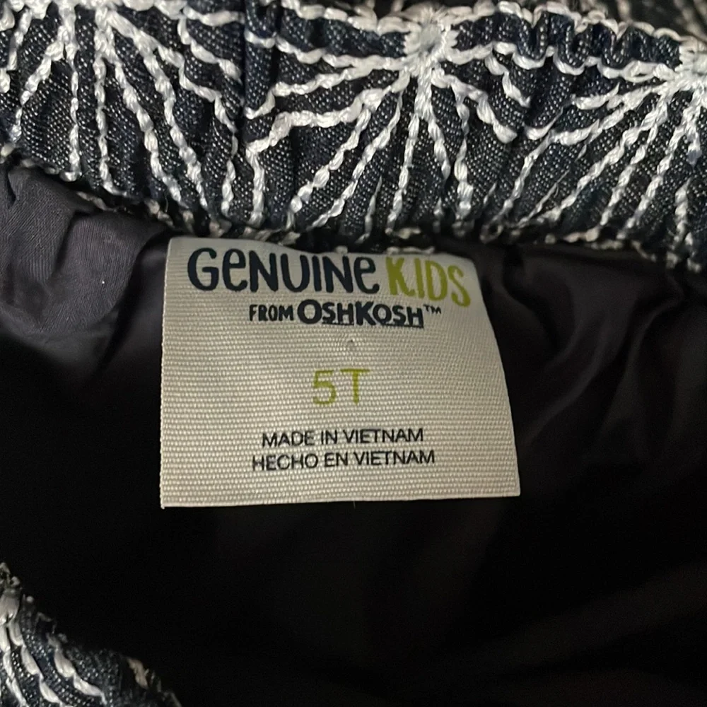 OshKosh B'gosh Girls 5T Navy White Eyelet Lace Top & Skirt Set VGUC